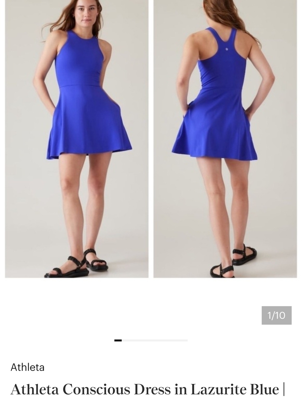 Athleta Lazurite Blue Sleeveless Fit-and-Flare Mini Dress